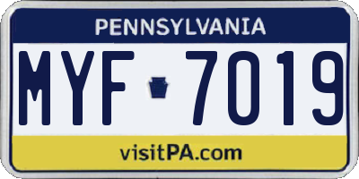 PA license plate MYF7019