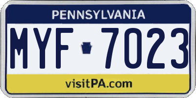 PA license plate MYF7023