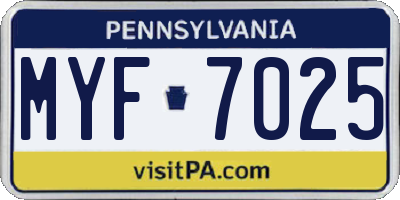 PA license plate MYF7025