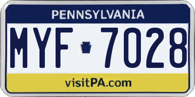PA license plate MYF7028