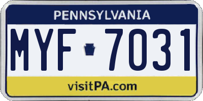 PA license plate MYF7031