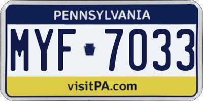 PA license plate MYF7033
