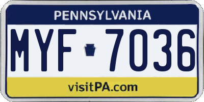 PA license plate MYF7036