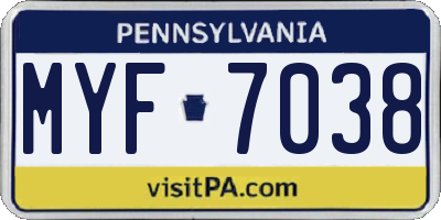 PA license plate MYF7038