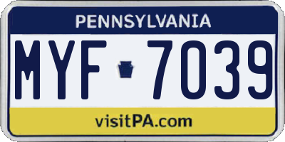 PA license plate MYF7039
