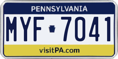 PA license plate MYF7041