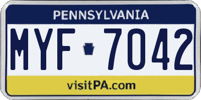 PA license plate MYF7042