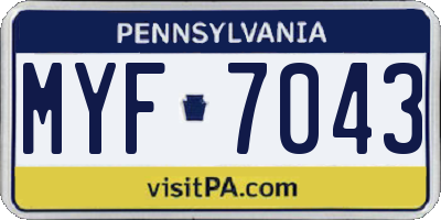 PA license plate MYF7043