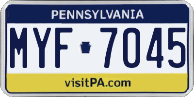 PA license plate MYF7045