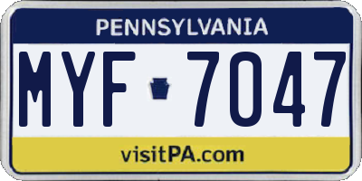 PA license plate MYF7047