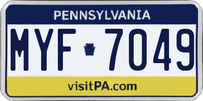PA license plate MYF7049