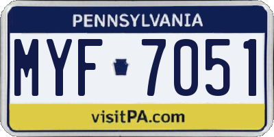 PA license plate MYF7051