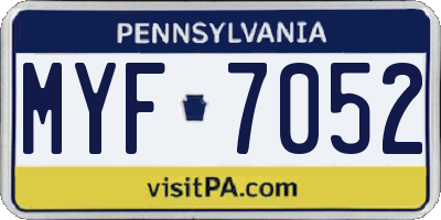 PA license plate MYF7052
