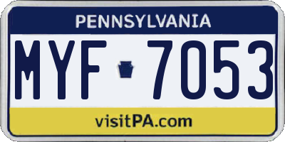 PA license plate MYF7053