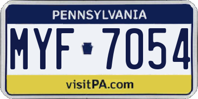 PA license plate MYF7054