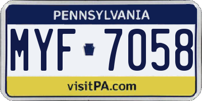 PA license plate MYF7058