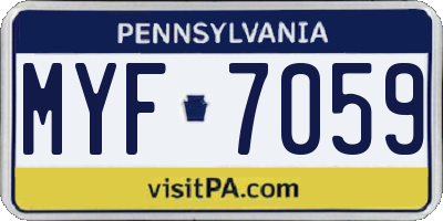 PA license plate MYF7059