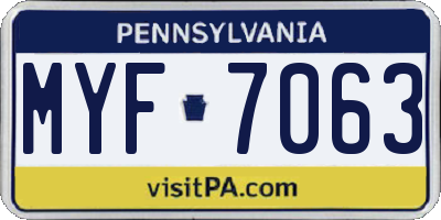 PA license plate MYF7063