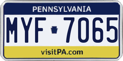 PA license plate MYF7065