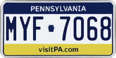 PA license plate MYF7068