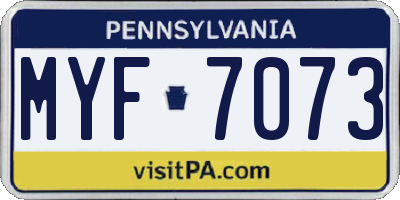 PA license plate MYF7073