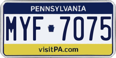PA license plate MYF7075