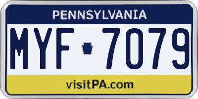 PA license plate MYF7079