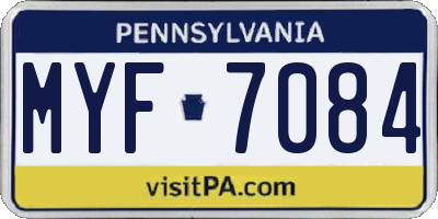 PA license plate MYF7084