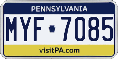 PA license plate MYF7085