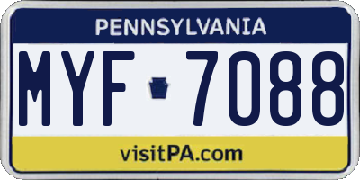 PA license plate MYF7088