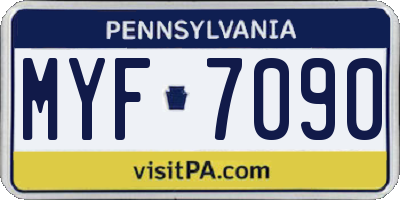 PA license plate MYF7090
