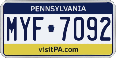 PA license plate MYF7092