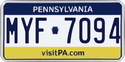 PA license plate MYF7094