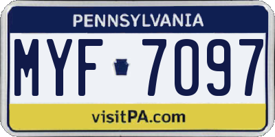 PA license plate MYF7097