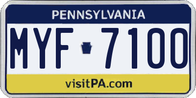 PA license plate MYF7100