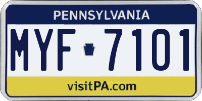 PA license plate MYF7101