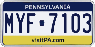 PA license plate MYF7103