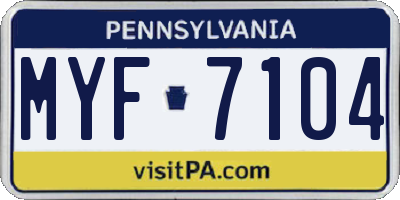 PA license plate MYF7104