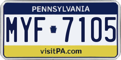 PA license plate MYF7105