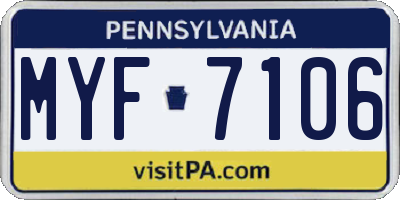 PA license plate MYF7106