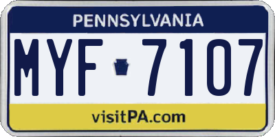 PA license plate MYF7107