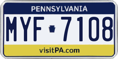PA license plate MYF7108