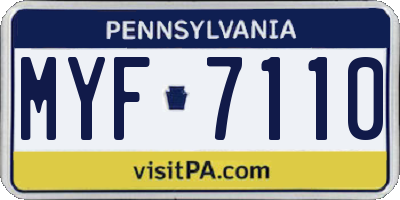 PA license plate MYF7110