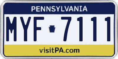 PA license plate MYF7111