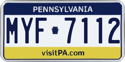 PA license plate MYF7112