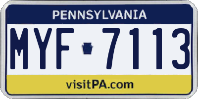 PA license plate MYF7113