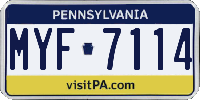 PA license plate MYF7114