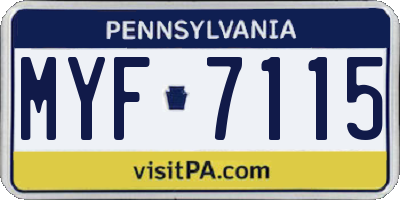 PA license plate MYF7115