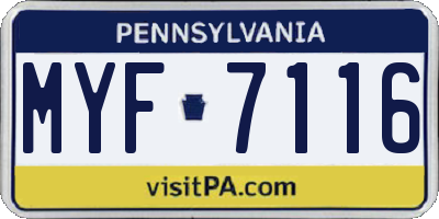PA license plate MYF7116
