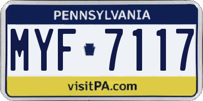 PA license plate MYF7117
